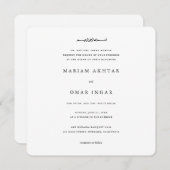 モダン シンプル ブラック＆ホワイト ムスリム ウェディング 招待状 (正面/裏面)