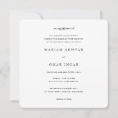 モダン シンプル ブラック＆ホワイト ムスリム ウェディング 招待状 (正面)