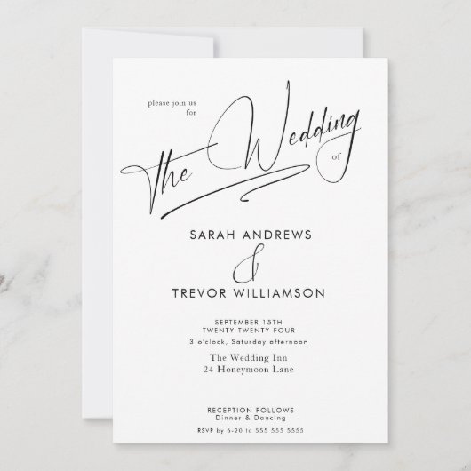 モダン シンプル ブラック＆ホワイト 招待状 (正面)