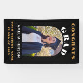 モダン シンプル ブラック 卒業おめでとう フォト 背景 横断幕 (横)