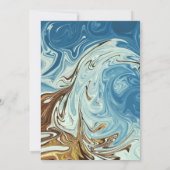 モダン シンプル ブルー アブストラクト アート タイポグラフィー ウェディング 招待状 (裏面)