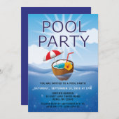 モダン シンプル プールパーティー 招待状 (正面/裏面)