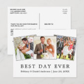 モダン シンプル ベスト デイ エバー ウェディング 3 フォト ポストカード (正面/裏面)
