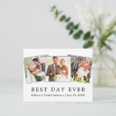 モダン シンプル ベスト デイ エバー ウェディング 3 フォト ポストカード (スタンド正面)