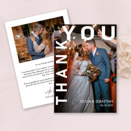 モダン シンプル ホワイトオーバーレイ テキスト ウェディング フォト サンキューカード