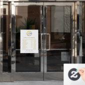 モダン シンプル ホワイト ゴールド | 営業時間 ウィンドウサイン (オフィスドア)