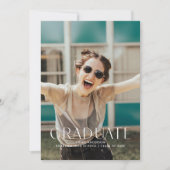 モダン シンプル ホワイト フォト 卒業パーティー 招待状 (正面)