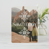 モダン シンプル ボヘミアン ウェディング 写真付き Save the Date 招待状 (スタンド正面)