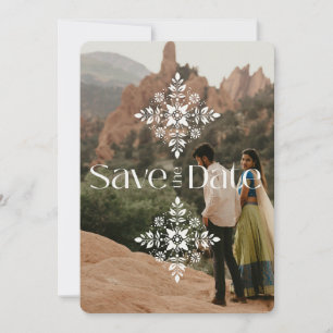 モダン シンプル ボヘミアン ウェディング 写真付き Save the Date 招待状