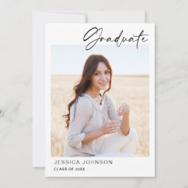 モダン シンプル ミニマリスト フォト 卒業パーティー 招待状