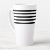 モダン シンプル ミニマリスト ブラック アンド ホワイト ストライプ カフェラテマグ (左アングル)