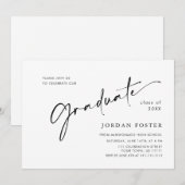モダン シンプル ミニマリスト 卒業パーティー 招待状 (正面/裏面)
