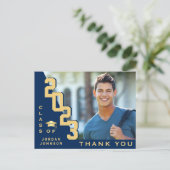 モダン シンプル ミニマリスト 卒業 ありがとうございます ポストカード (スタンド正面)