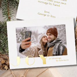モダン シンプル ミニマリスト 喜び クリスマス 写真 ゴールド 箔シーズンカード