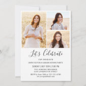 モダン シンプル ミニマリスト 4 フォト 卒業パーティー 招待状 (裏面)