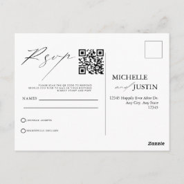 モダン シンプル ミニマル ウェディング QRコード RSVP ポスト ポストカード