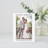 モダン シンプル ミニマル ラブ サンクス フォト ウェディング ポストカード (スタンド正面)