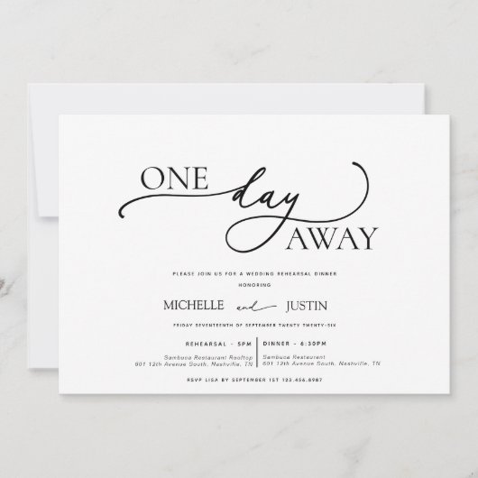 モダン シンプル ミニマル リハーサル ディナー 招待状 (正面)