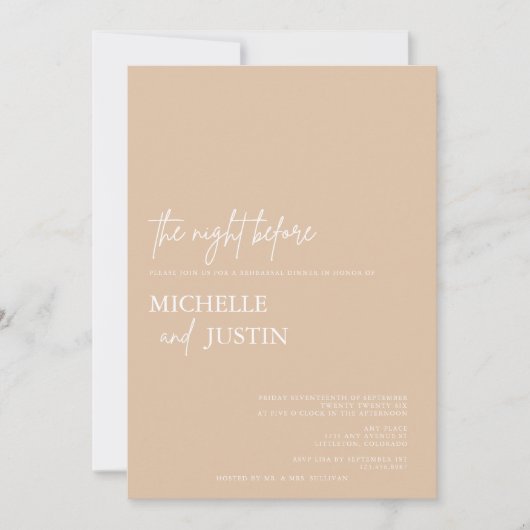 モダン シンプル ミニマル リハーサル ディナー 招待状 (正面)