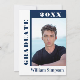 モダン シンプル ミニマル 2 フォト 卒業パーティー 招待状