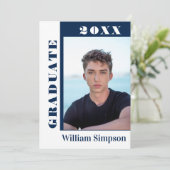 モダン シンプル ミニマル 2 フォト 卒業パーティー 招待状 (スタンド正面)