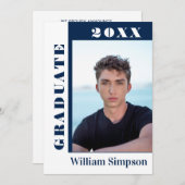 モダン シンプル ミニマル 2 フォト 卒業パーティー 招待状 (正面/裏面)