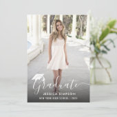 モダン シンプル ミニマル 2 フォト 卒業パーティー 招待状 (スタンド正面)