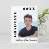 モダン シンプル ミニマル 2 フォト 卒業パーティー 招待状 (スタンド正面)