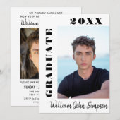 モダン シンプル ミニマル 2 フォト 卒業パーティー 招待状 (正面/裏面)