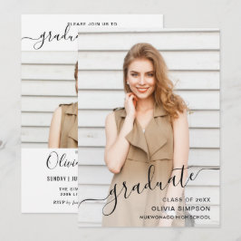 モダン シンプル ミニマル 2 フォト 卒業パーティー 招待状