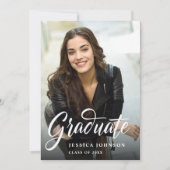 モダン シンプル ミニマル 2 フォト 卒業パーティー 招待状 (正面)