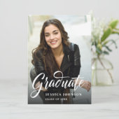 モダン シンプル ミニマル 2 フォト 卒業パーティー 招待状 (スタンド正面)