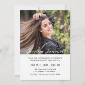 モダン シンプル ミニマル 2 フォト 卒業パーティー 招待状 (裏面)