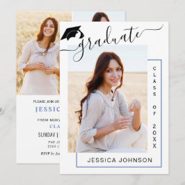 モダン シンプル ミニマル 4 フォト 卒業パーティー 招待状