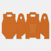 モダン シンプル モノグラム オレンジ ホワイト ウェディング フェイバーボックス (見開き)