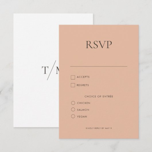 モダン シンプル モノグラム ブッシュ ミックス＆マッチ ウェディング R 出欠カード (正面/裏面)