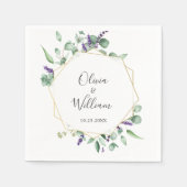 モダン シンプル ユーカリ ジオメトリック フレーム ウェディング スタンダードカクテルナプキン (正面)