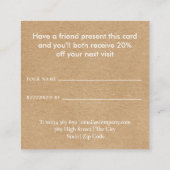 モダン シンプル ラスティック クラフト 紹介カード (裏面)