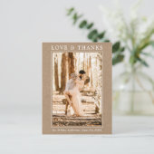 モダン シンプル ラブ サンクス フォト ウェディング クラフト ポストカード (スタンド正面)