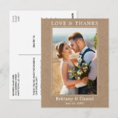 モダン シンプル ラブ サンクス フォト ウェディング クラフト ポストカード (正面/裏面)