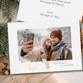 モダン シンプル ヴィンテージ Joy クリスマス フォト  箔シーズンカード