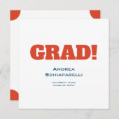 モダン シンプル 卒業パーティー 赤と青のスクエア 招待状 (正面/裏面)