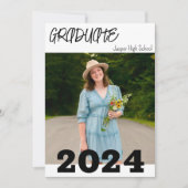 モダン シンプル 卒業 カスタム フォト 名前 招待状 (正面)