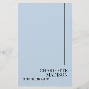 モダン シンプル 淡い青色 プレーン ミニマリスト 自分の名前 便箋