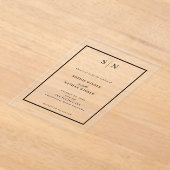 モダン&シンプル | 白黒の結婚式 アクリル招待状 (レイダウン)