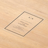 モダン&シンプル | 白黒の結婚式 アクリル招待状 (レイダウン)
