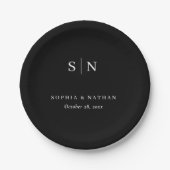 モダン&シンプル | 白黒の結婚式 ペーパープレート (正面)