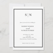 モダン＆シンプル | 白黒の結婚式 招待状 (正面)