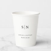 モダン&シンプル | 白黒の結婚式 紙コップ (裏面)