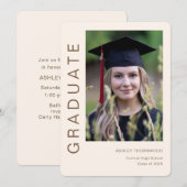 モダン シンプル 縦写真 卒業 招待状 (正面/裏面)